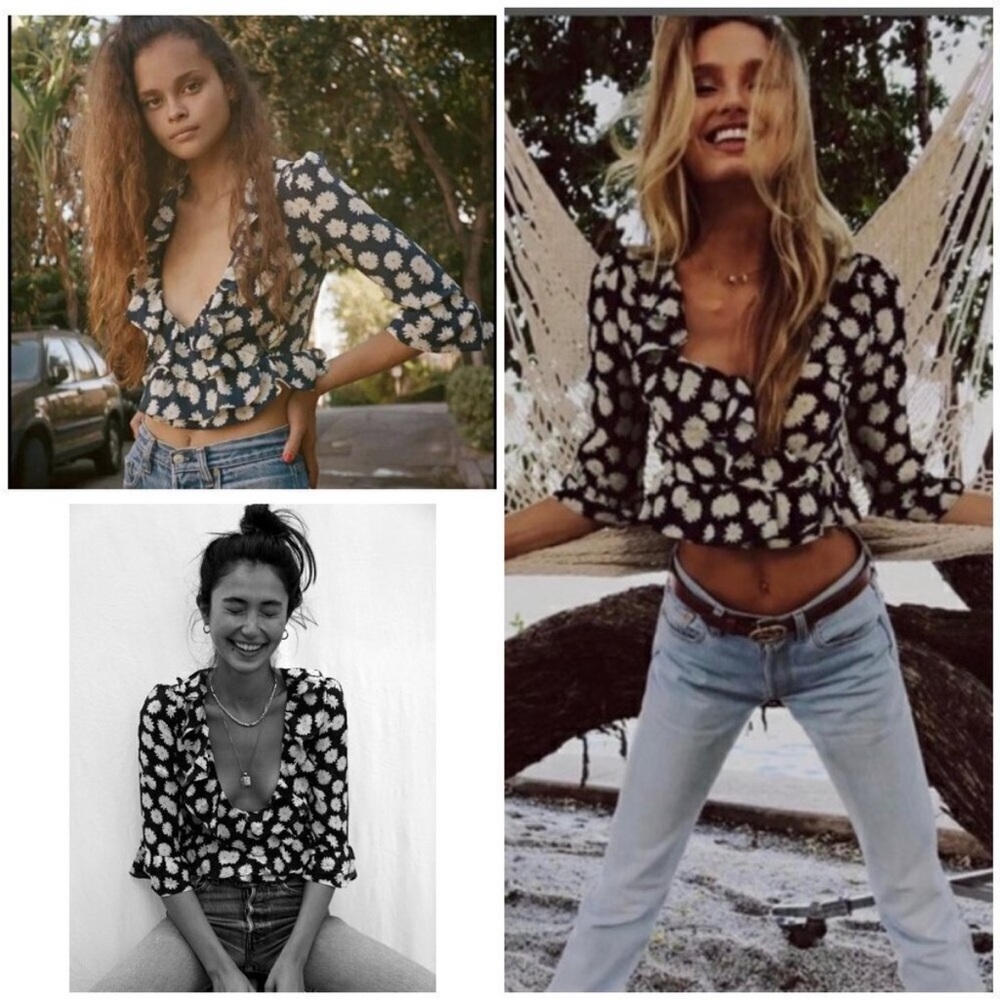 Realisation Par the Cher Daisy silk ruffle Floral Blouse